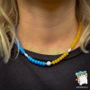 Намисто чокер жовто-блакитні кришталеві намистини Блиск. Натуральна перлина. Ручна робота. Авторський дизайн